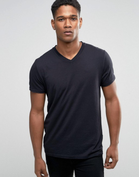 2016 High Quality Custom Short Sleeve V-Neck Black Mens Cotton Polyester Breathable Casual Plain T-Shirt