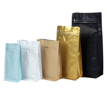 Custom Printed Plastic Flat Bottom Zipper Coffee Packaging Bag with Valve
