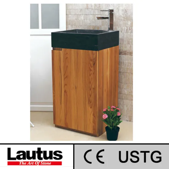 Modern Lautus designed bathroom with nature stone pedestal sinks