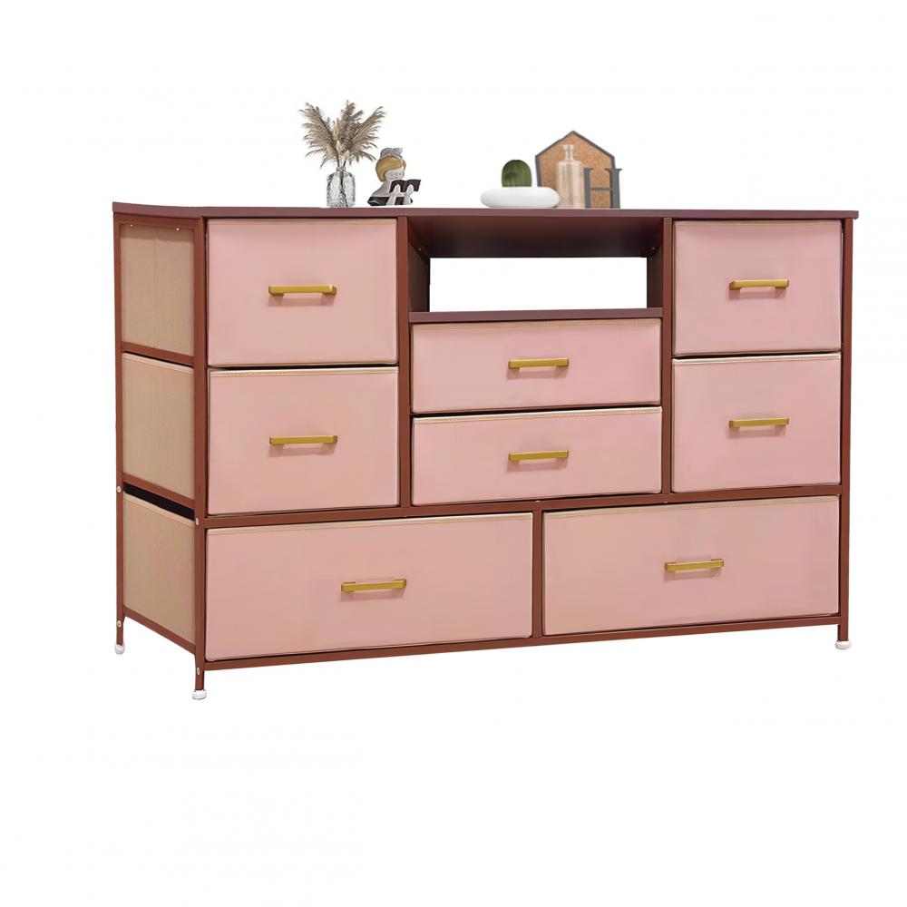 Pink Pu Leather Drawers Storage Drawer Dresser