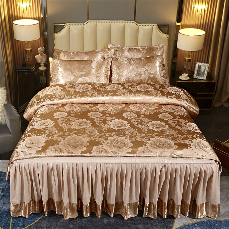 Jacquard design duvet cover cheap comforter bedskirt sets