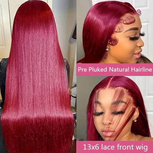 13x6 HD Lace Straight Red Wig Human Hair