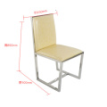 cadeira de jantar de couro moderna armação de pernas de aço inoxidável