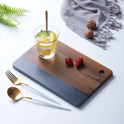 Modern Simple Natural Chicken Wing Wood Splicing Marble Plate