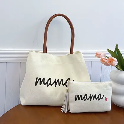 Canvas "Mama" Tote Bag Stylish Versatile Everyday Bag