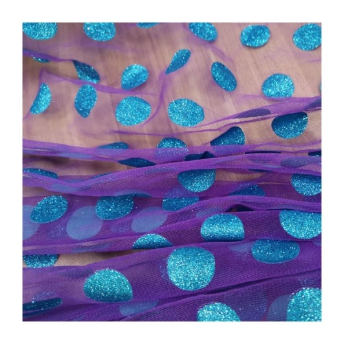 Sequin Bead Fabric Embroidery Fabric Polka Dot Turkey Blue Glitter Tulle Dresses Fabric Supplier