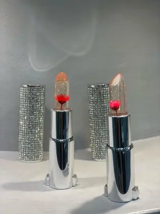 Crystal flower gold foil lipstick