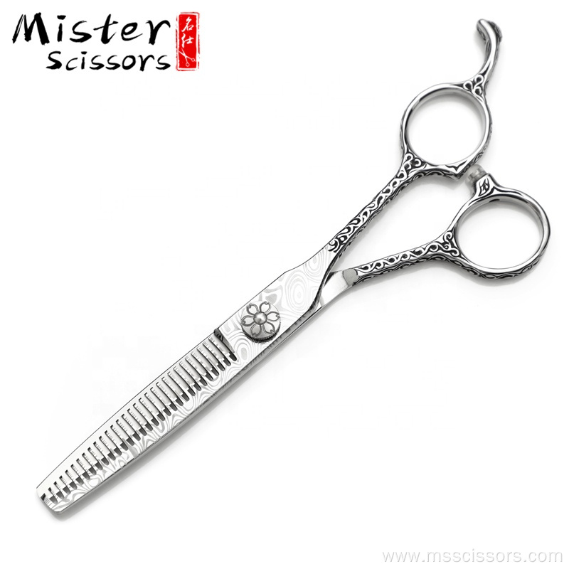 Damascus Pattern Hair Thinning Barber Scissors