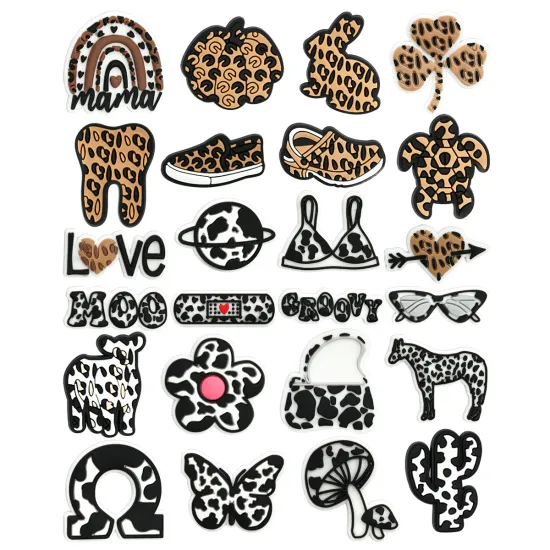 Factory Direct Leopard Print Shoes with DIY Removable PVC Charms