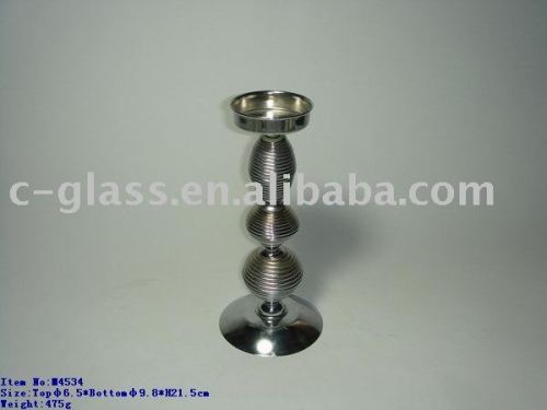 glass candle holder with metal fitting