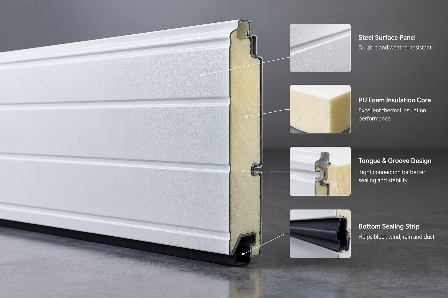 Steel Garage Door Panel Structure