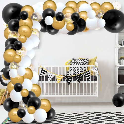 Balon emas hitam garland arch kit balon emas