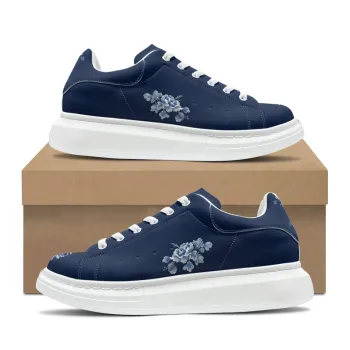MQ Shoes Custom Logo Tropical Flower Design Leather Thick Sole Casual Board Sneakers