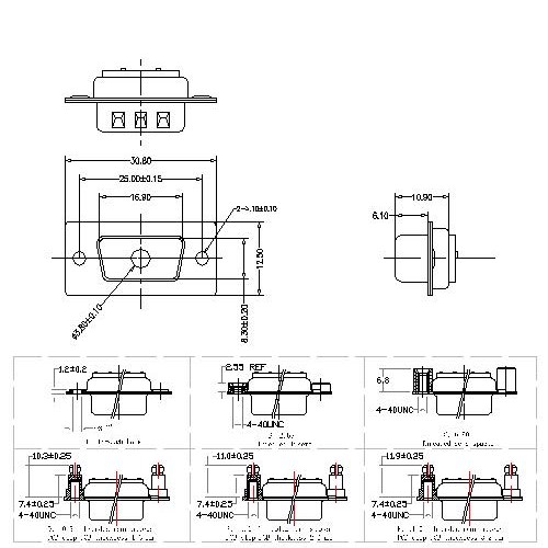 PDC1W1-MXXXX00 Coaxial D-SUB 1W1 MALE Solder Cup