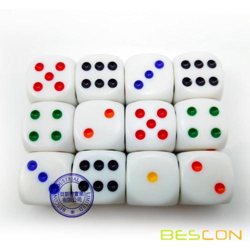 Beautiful High Quality Round 19MM Dice 3/4" with Colorful Rainbow Dots