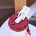 Ceramic inner cup double drinking straw cup