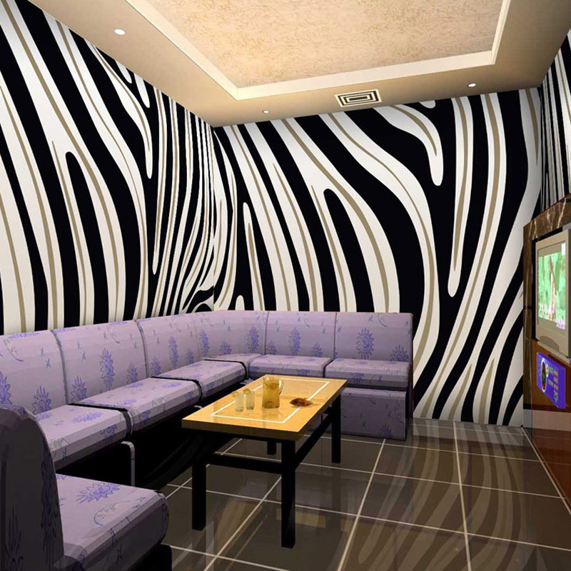 Custom Mural Wallpaper 3D Non-woven Ptinted Wallpaper Black And White Zebra Stripes Living Room Sofa TV Backdrop Wall Covering