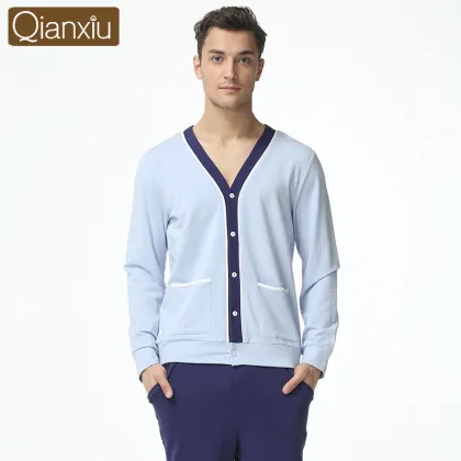 Qianxiu New Arrival Wholesale V-neck Cardigan Men Nighty