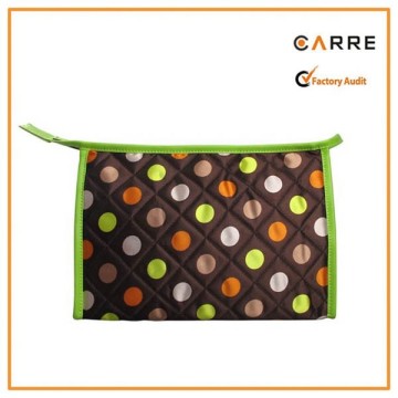 beautiful promotional travel polka dot satin quilted make up bag