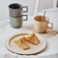 Taza retro de estilo de estilo vintage y placa de cerámica y tazas Juego de tazas apilables japonesas con platillo