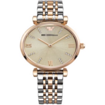 Reloj de cuarzo para mujer de acero inoxidable en oro rosa y plata de dos tonos, reloj de pulsera con índice de cristal y esfera color champán con rayos de sol de 32 mm