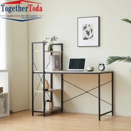 Desktop Metal Frame Computer Office Desk Add Bookshelf