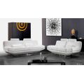 Luxurious White Leather Sofa with Sleek Chrome Base