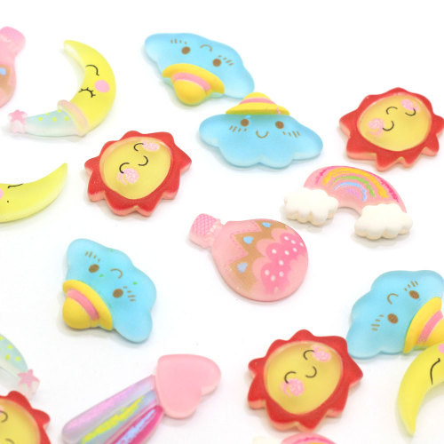 Multi Design Weather Sleeping Moon Cartoon Cartoon Flatback Resin Beads Charms Craft Χαμογελαστός ήλιος DIY στολίδι χονδρικής