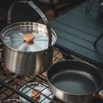 Cooking Pot Space Saving Stainless Steel Cookware Sets Outdoor Equipment Camping Cookware Set
