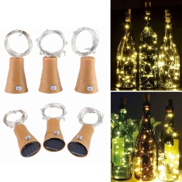 Luzes de garrafa de vinho solar 20LED