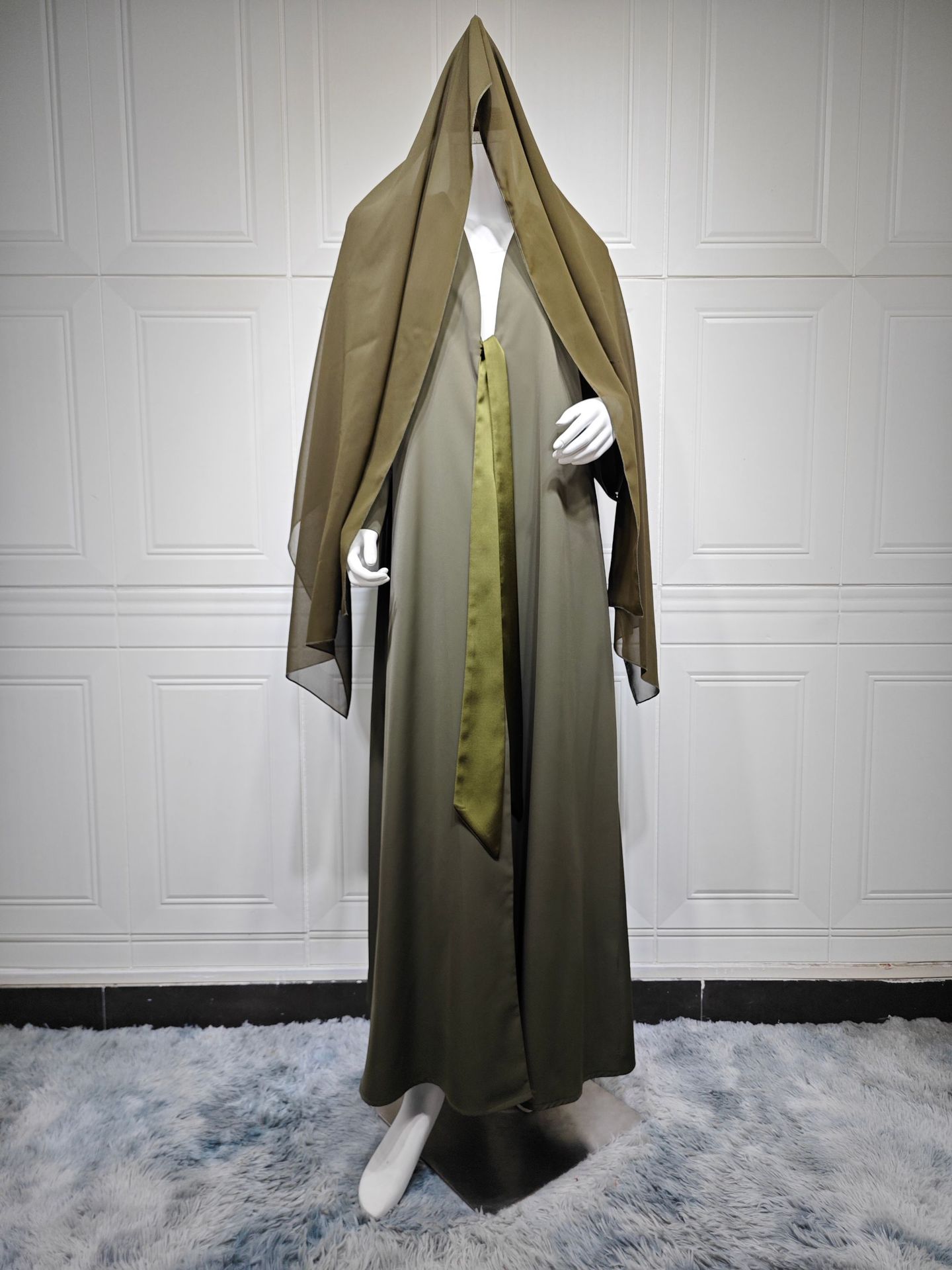 Solid Color Open Abaya MQ295 (1)