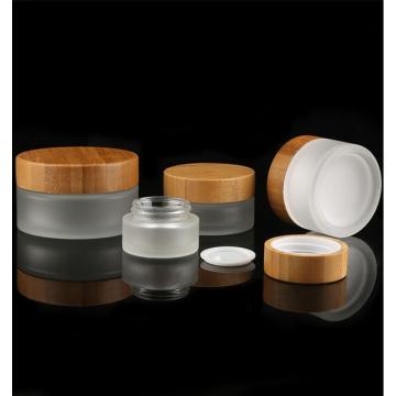 Ensembles de bouteilles et pots cosmétiques en bambou avec couvercle en bambou
