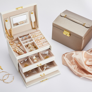 Box da viaggio in pelle PU personalizzata marrone bianco 3 strato