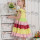 Hot sale cotton linen fabric rainbow toddler dress