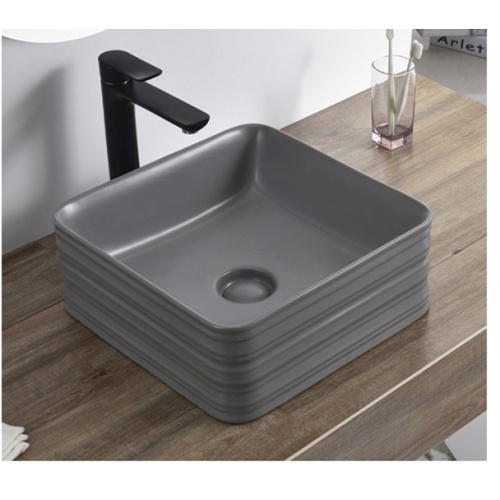 Lavabo cuadrado negro mate Lavabo artístico de cerámica