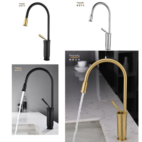 Single lever gold kitchen sink mixer