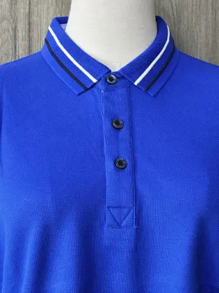 Blue cotton short-sleeve POLO shirt