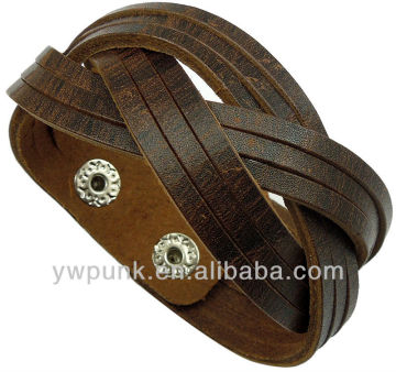 high quality distressed brown wholesale plain leather bracelets braided wrap leather bracelet
