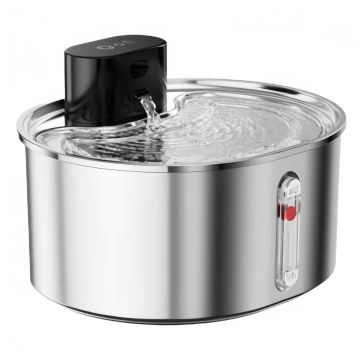 Stainless Steel Modern Waterproof Automatic Pet Water Fountain Antibacterial Metal Bowl Filtered Flow Quiet Pump for Cats Dogs