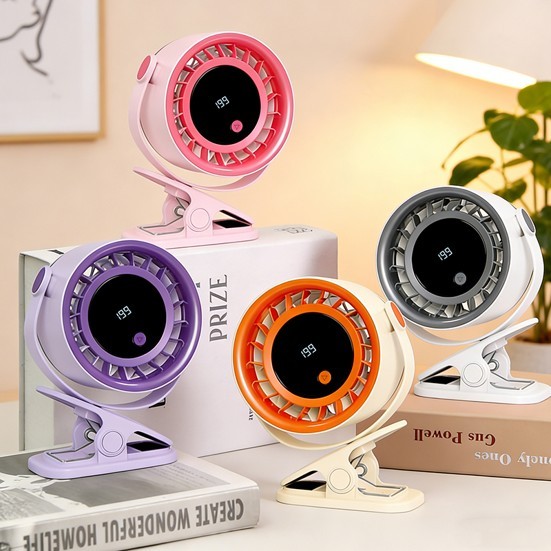 Digital Display Desktop Clip Fan