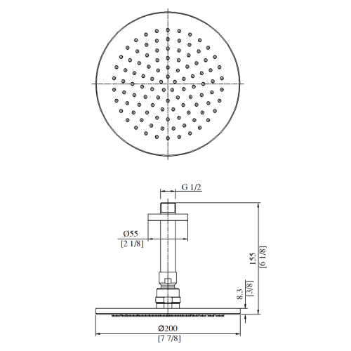 High Pressure Shower Head Head Rainfall Shower with Ceiling Arm Factory