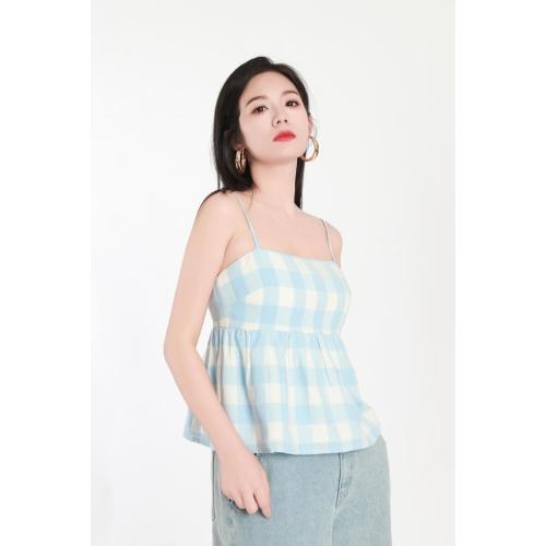 Light Blue Checked Tank Top