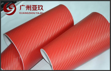 Red Carbon Fiber Auto Vinyl Cover With Air Release Channels , Uv Resistant