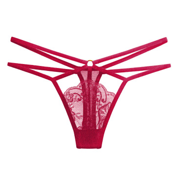 American Ins Sexy Women's Low Waist Lace Thong Bikini Panties Floral Print Nylon Tempting Low-Rise