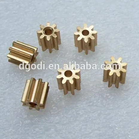 small plastic pinion gear and small brass micro gear