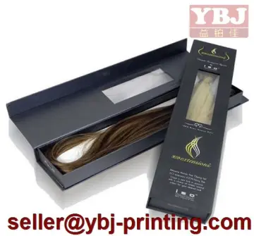 2016 custom folded hair packaging with clear window /wholesale cheap hair extension packaging/hair extension packaging