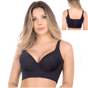 Plus Size Deep Cup Push-Up Bra with Full Back Coverage