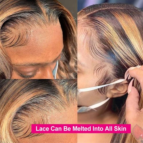 Ombre Lace Front Wig Human Hair Pre Plucked Glueless HD Lace Frontal Wig