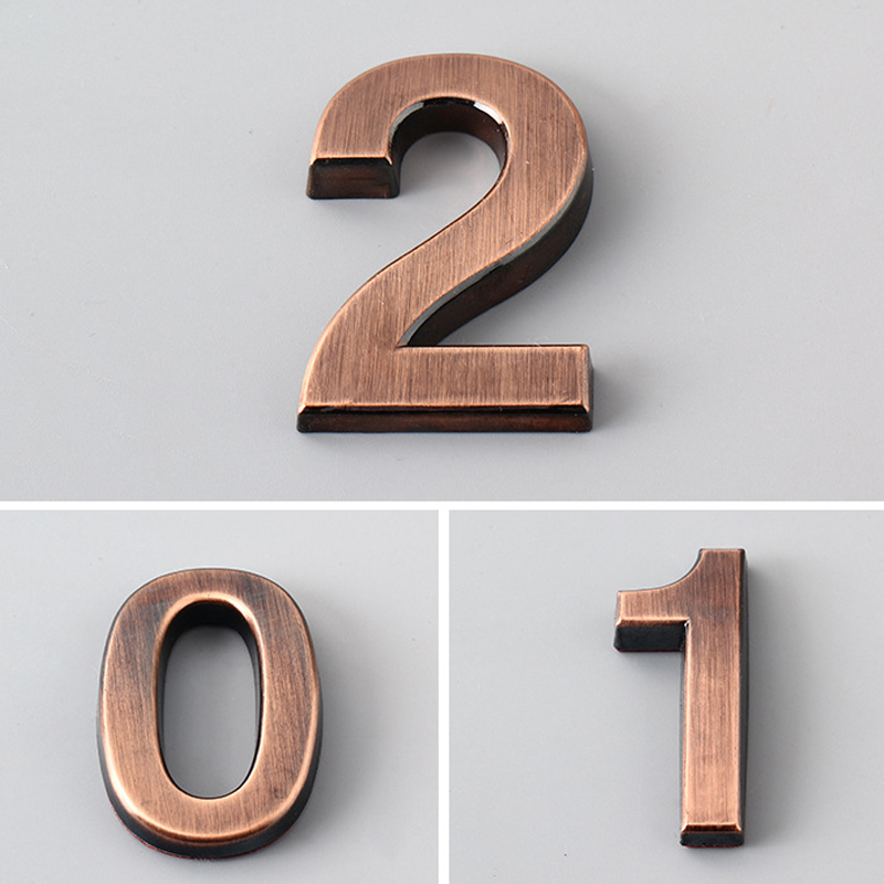 0-9 Vintage Bronze Numbers Sign Hotel Apartment Door Address Plaque Imitation Number Digits Sticker 5CM House Number