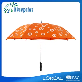 Luxurious bright auto promo EVA handle golf print umbrella